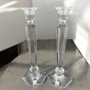 Miller Rogaska Summit Clear Crystal Glass Candlesticks Holder Votive Set 2 Heavy